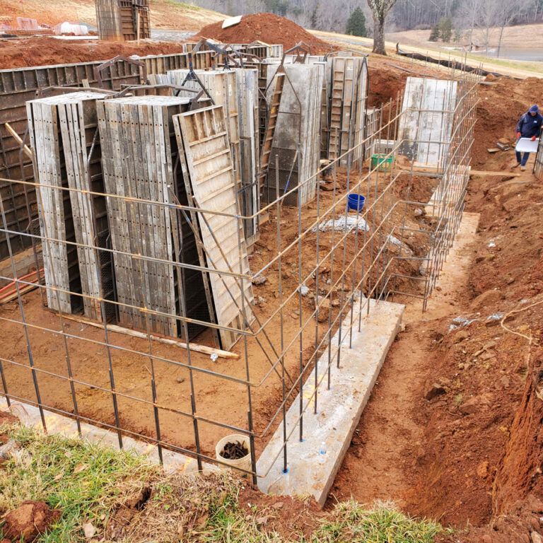 Timberbuilt Construction Virginia footings poured and metal wall forms ready.