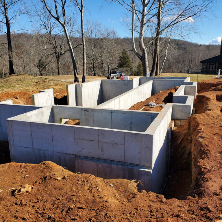 Timberbuilt Construction Virginia showing wall forms removed and basement is complete.